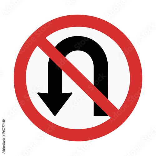 Free Download No U turn and warning prohibition signs on white background, traffic signal vector illustration, EPS format, fully editable - GFXLoad