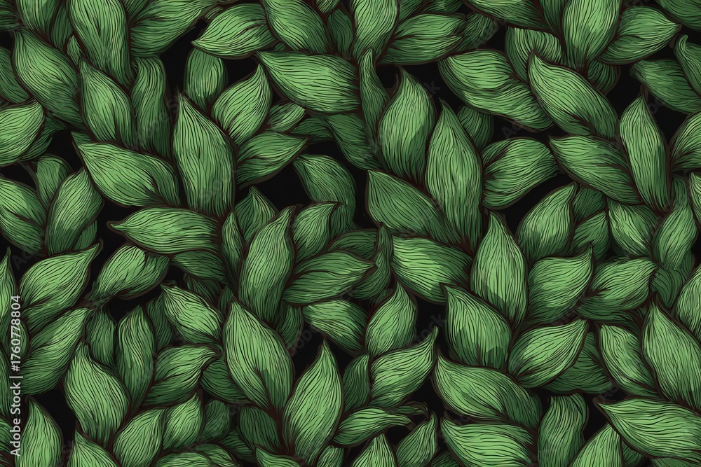 Obraz premium Seamless Pattern of Woven Jungle Vines and Leaves – Textile-Inspired Design