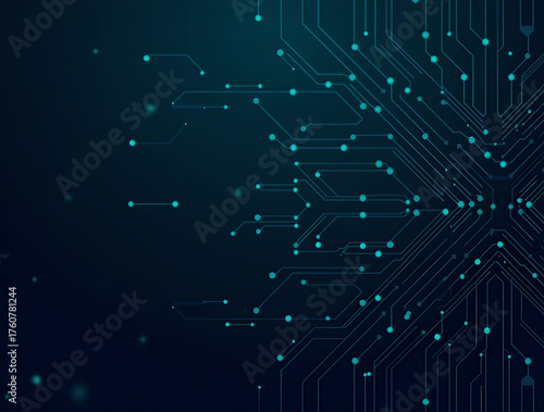 Digital Nexus: Glowing Teal Futuristic Circuit Board