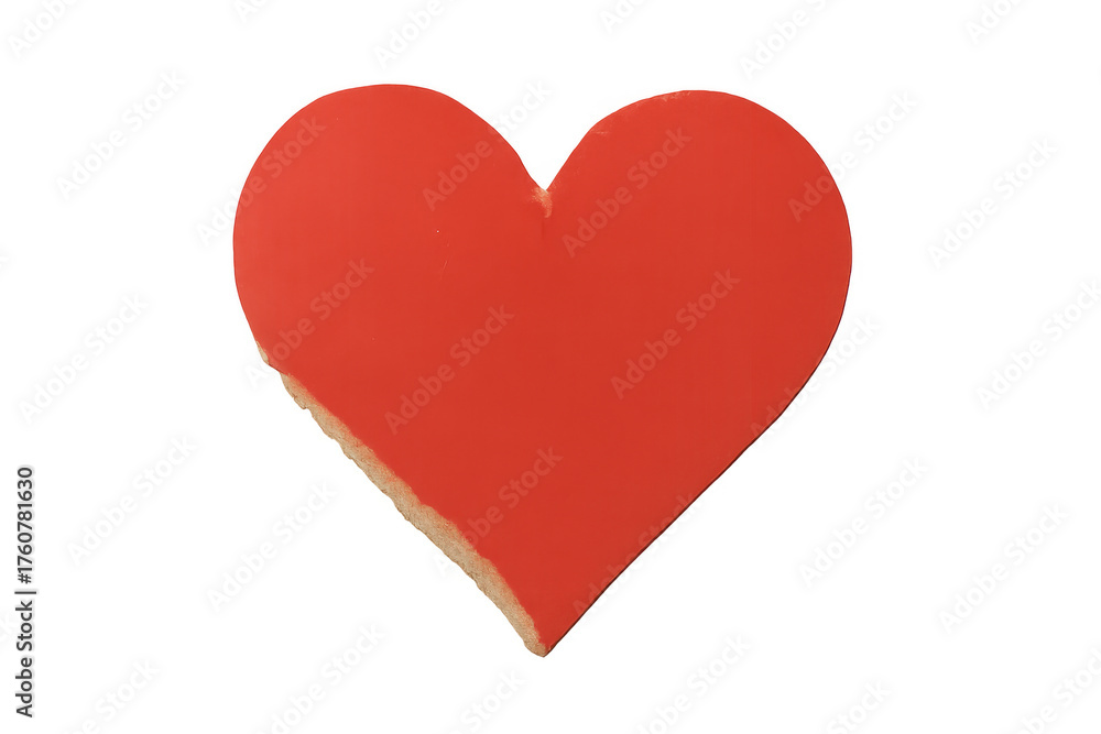 Fototapeta premium Red paper heart cutout on cardboard with torn edge, featuring love concept for valentine's day