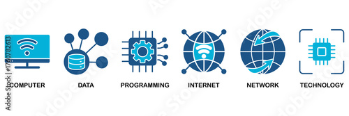 Information technology icon set vector illustration concept for computer, data, programming, database, internet, network, and technology