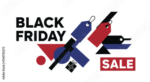 Modern Black Friday Sale graphic banner using abstract geometric shapes and bold colors