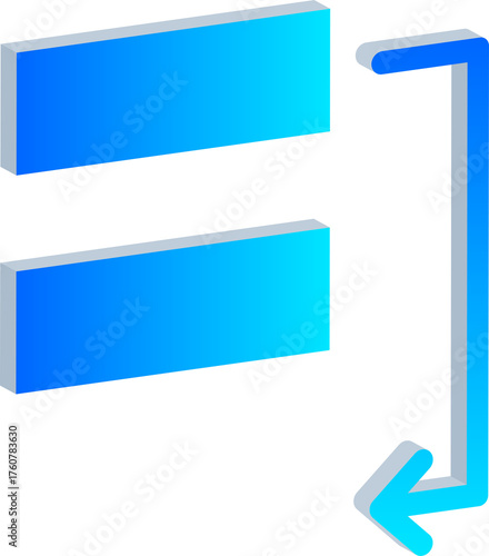 3D Blue Move Down Icon Isolated on Transparent Background