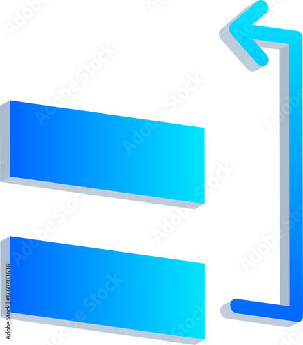 3D Blue  Move Up Icon Isolated on Transparent Background