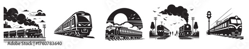 vector set of train silhouettes