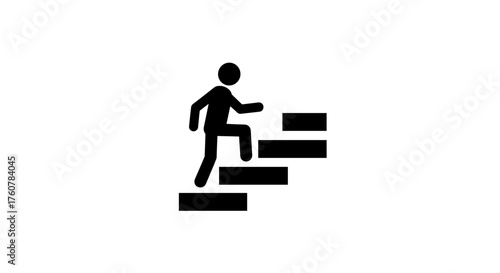 Icon of person climbing stairs, pedestrian overpass concept