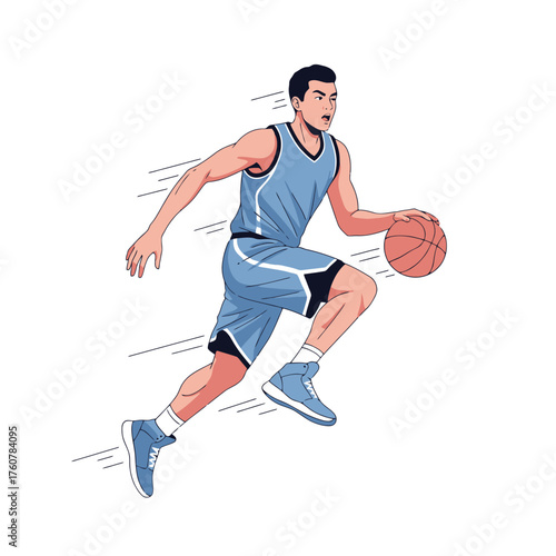 Athlete Basketball Player Dribbling Dynamic Vector Illustration for Sports Enthusiasts and Designers