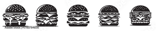 vector set of burger silhouettes