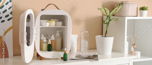Open small refrigerator wit...