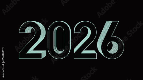 Futuristic glowing digital numbers 2026 illuminated on a dark background representing the upcoming year and future possibilities