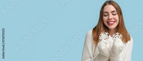Happy young woman with deco...