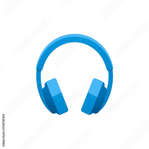 Flat Design Blue Headset Icon