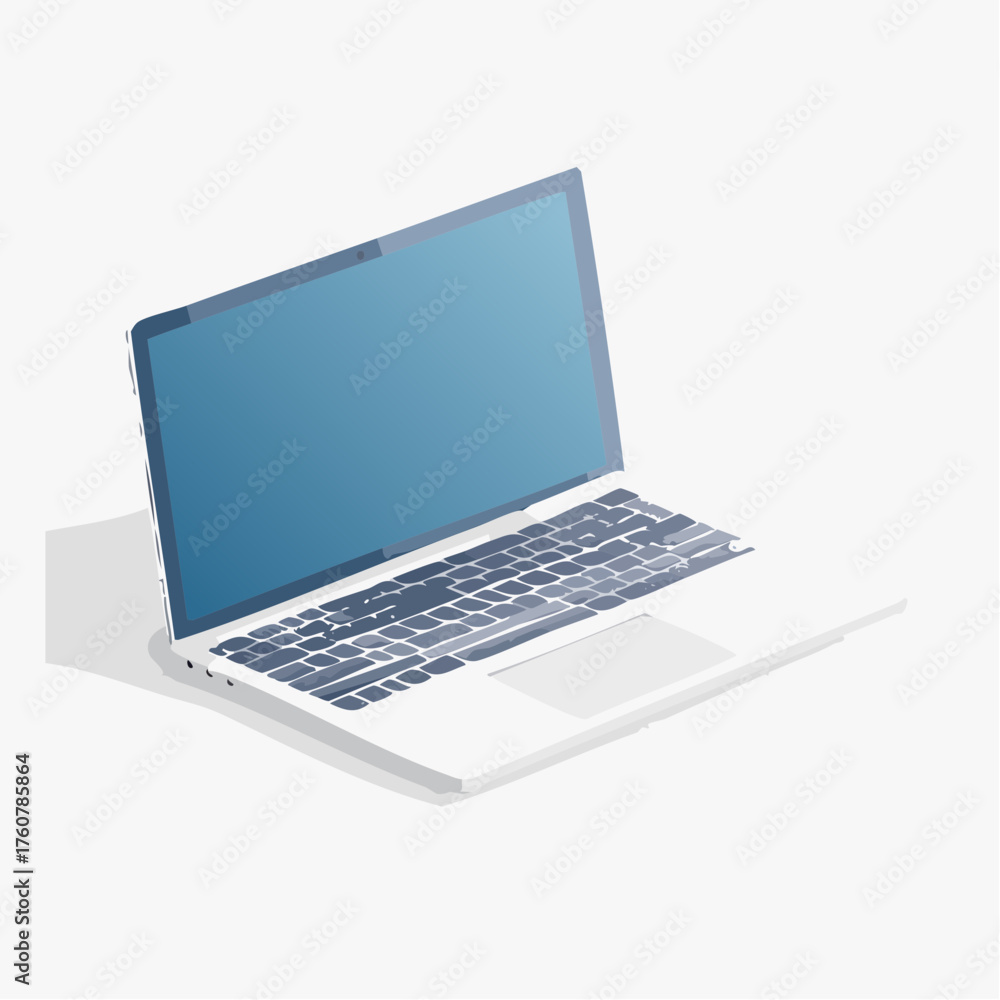Fototapeta premium Isometric view of a laptop computer on a white background with copy space
