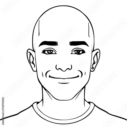 Human Face – teen, trans man, bald, septum ring #104