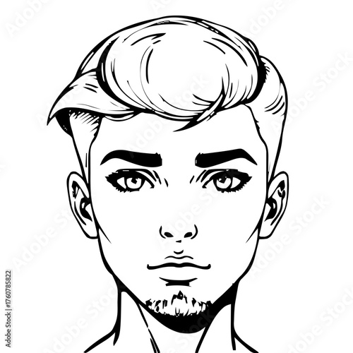 Human Face – young adult, genderfluid person, short crop, beauty mark #105