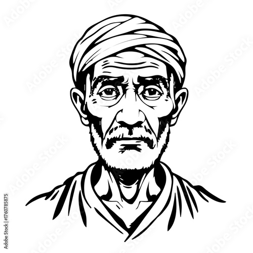 Human Face – elderly, man, tight coils, headband #126