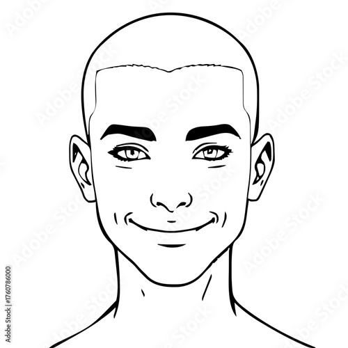 Human Face – young adult, agender person, buzz cut #160