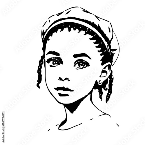 Human Face – child, trans woman, tight coils, beret #252