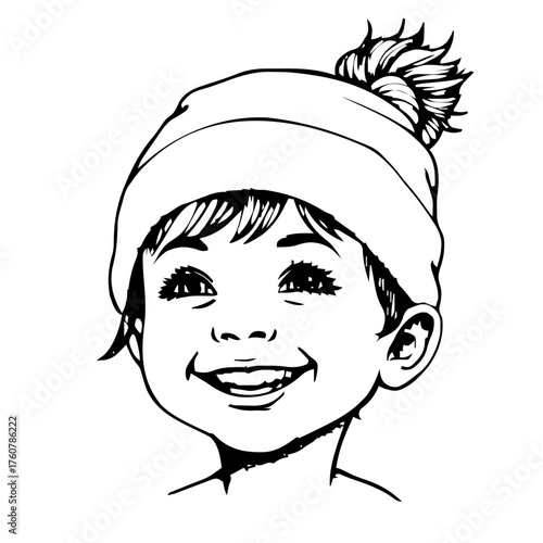Human Face – child, trans man, top knot, beanie, beauty mark #254