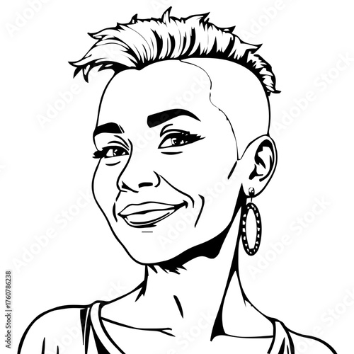 Human Face – senior, trans woman, mohawk, hijab, septum ring #259