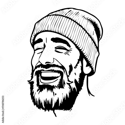 Human Face – adult, androgynous person, buzz cut, beanie #276