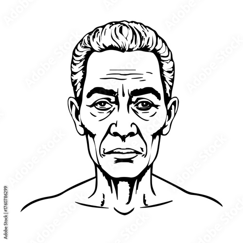 Human Face – senior, androgynous person, tight coils #288