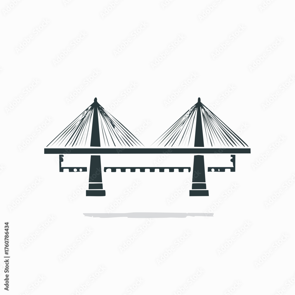 Obraz premium Modern bridge silhouette against white background for design and concept