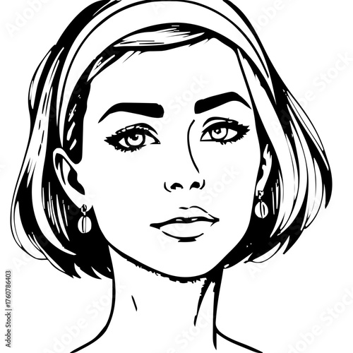 Human Face – adult, trans man, bob haircut, headband, earrings #338