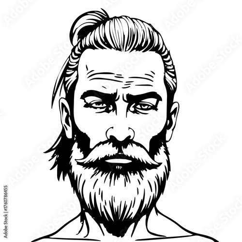 Human Face – middle‑aged, non‑binary person, ponytail #352