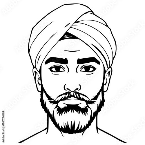 Human Face – young adult, genderqueer person, side shave, turban #419