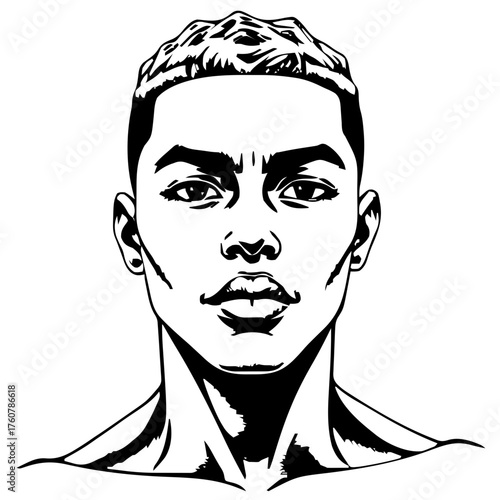 Human Face – adult, agender person, tight coils #421