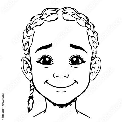 Human Face – kid, genderfluid person, braids, hearing aid #448