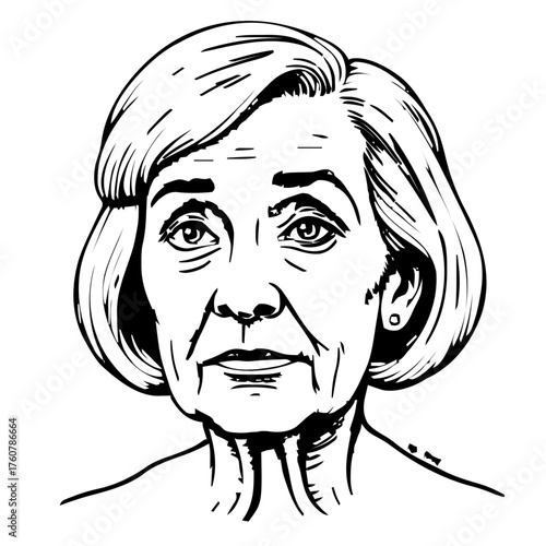Human Face – elderly, genderqueer person, bob haircut, beauty mark #451