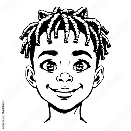 Human Face – kid, genderqueer person, tight coils, nose ring #526
