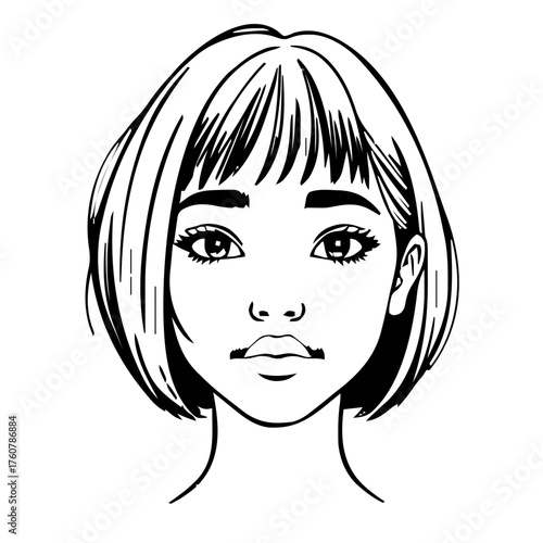 Human Face – teen, non‑binary person, bob haircut, beauty mark #536