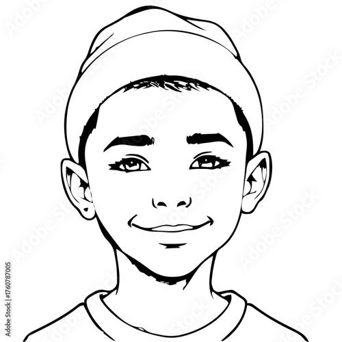Human Face – kid, trans man, buzz cut, beanie #607
