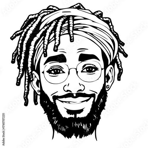 Human Face – teen, agender person, locs, hijab, septum ring #753