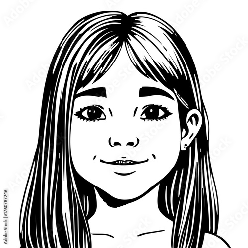 Human Face – kid, genderqueer person, long straight hair, septum ring #770