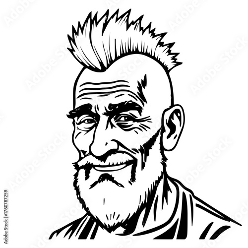 Human Face – elderly, androgynous person, mohawk #781