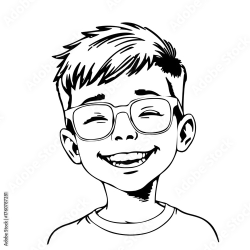 Human Face – kid, agender person, undercut, square glasses #782
