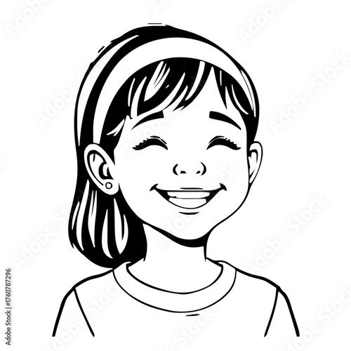 Human Face – kid, woman, short crop, headband, hearing aid #802