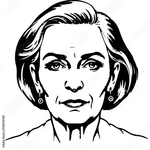 Human Face – senior, trans woman, bob haircut, stud earrings #840