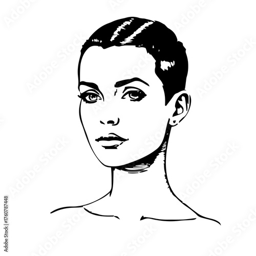 Human Face – adult, woman, buzz cut #853