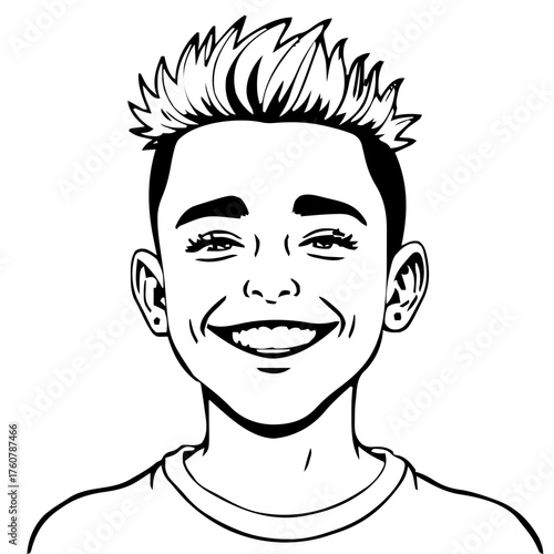 Human Face – teen, genderqueer person, mohawk, beret, hearing aid #861