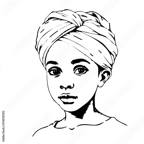 Human Face – kid, trans man, tight coils, turban #954