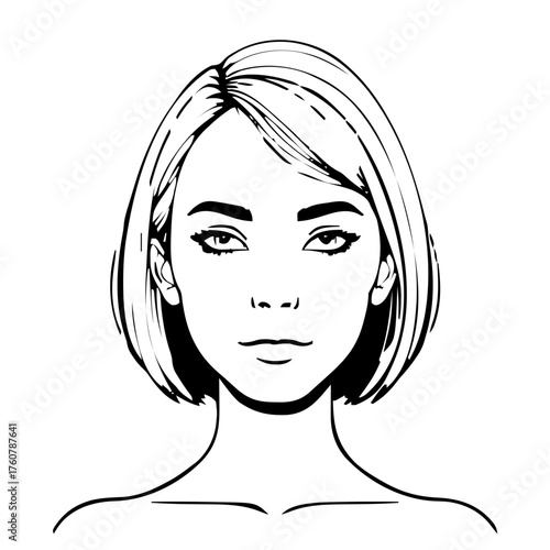 Human Face – adult, non‑binary person, bob haircut #962
