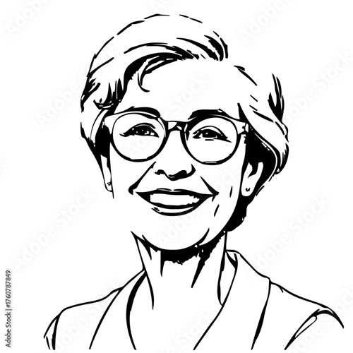 Human Face – middle‑aged, woman, undercut, round glasses #21