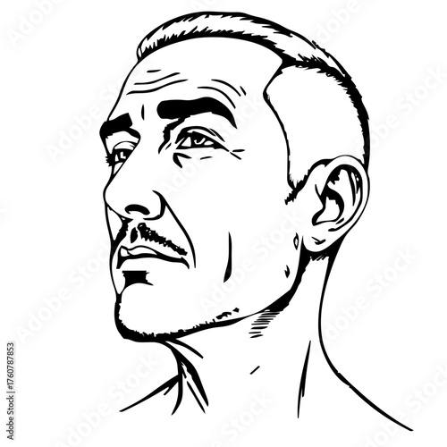 Human Face – middle‑aged, genderqueer person, side shave, nose ring #27