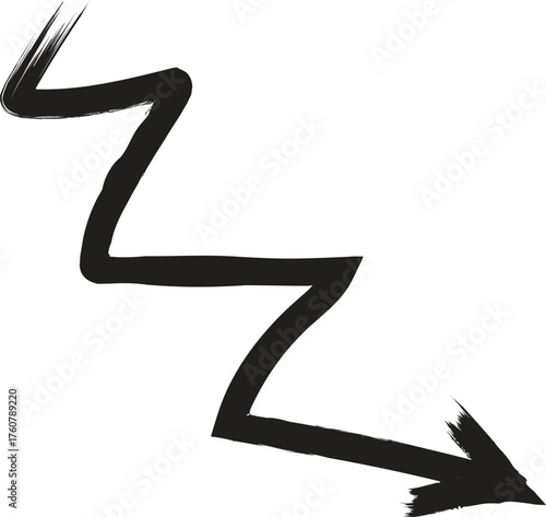 Black Down Arrow Zigzag: Economic Loss Graph Symbol