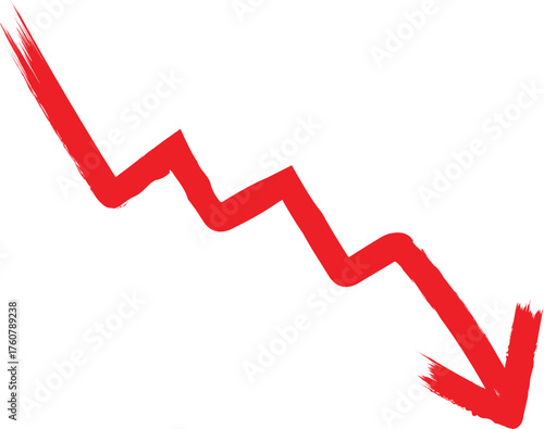 Stock Market Crash Arrow: Financial Decline Red Graph Image